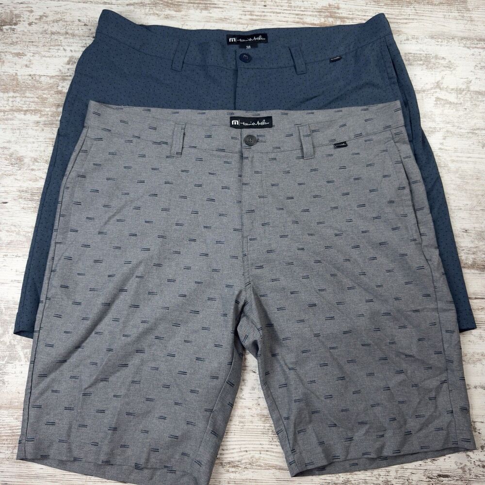 Lot of 2 TravisMathew Men's Golf Shorts Size 38 Performance Stretch Blue Grey